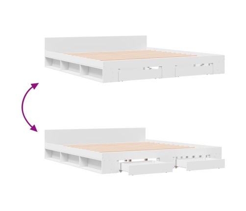 Estructura cama con cajones madera ingeniería blanca 180x200 cm