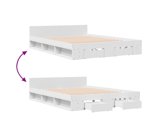 Estructura cama con cajones madera ingeniería blanca 160x200 cm