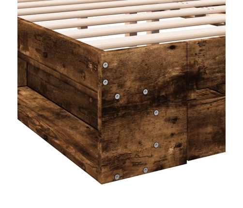 Cama con cajones madera de ingeniería roble ahumado 160x200 cm