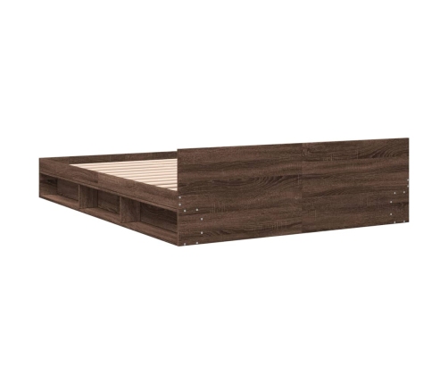 Cama con cajones madera de ingeniería marrón roble 150x200 cm