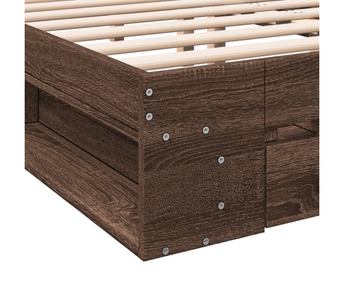 Cama con cajones madera de ingeniería marrón roble 150x200 cm