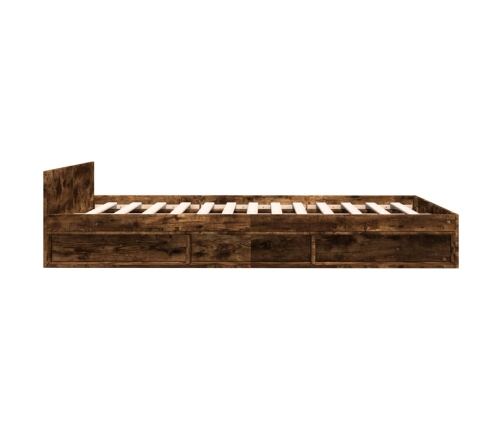 vidaXL Cama con cajones madera de ingeniería roble ahumado 140x200 cm