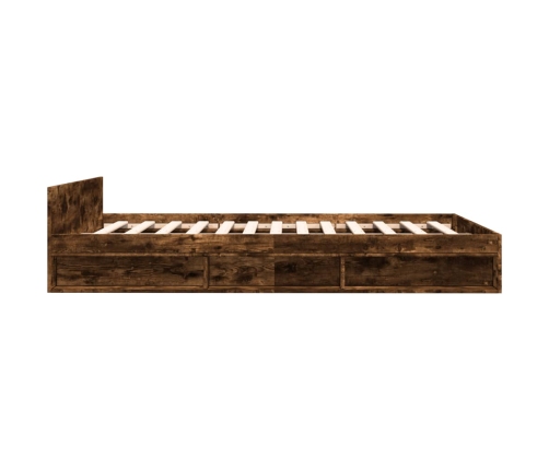 vidaXL Cama con cajones madera de ingeniería roble ahumado 120x200 cm