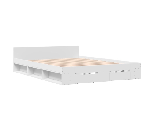 Cama con cajones madera de ingeniería blanca 140x190 cm