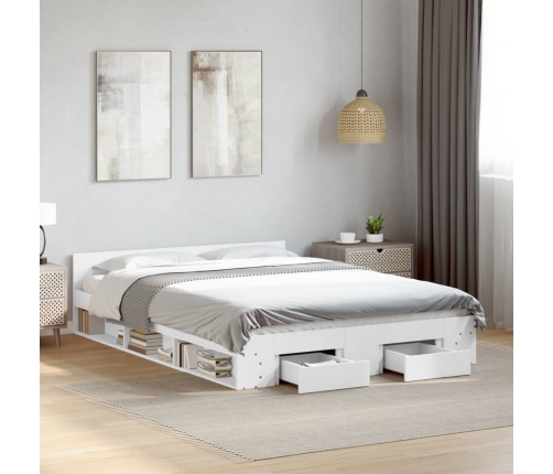 Cama con cajones madera de ingeniería blanca 140x190 cm