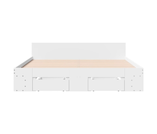 Cama con cajones madera de ingeniería blanca 140x190 cm