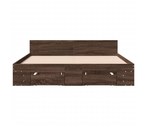 Cama con cajones madera de ingeniería marrón roble 140x190 cm