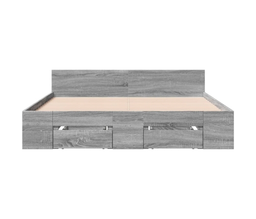 Cama con cajones madera de ingeniería gris Sonoma 135x190 cm