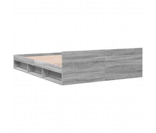 Cama con cajones madera de ingeniería gris Sonoma 135x190 cm