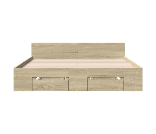 vidaXL Cama con cajones madera de ingeniería roble Sonoma 120x190 cm