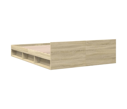 vidaXL Cama con cajones madera de ingeniería roble Sonoma 120x190 cm