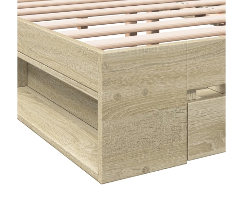 vidaXL Cama con cajones madera de ingeniería roble Sonoma 120x190 cm