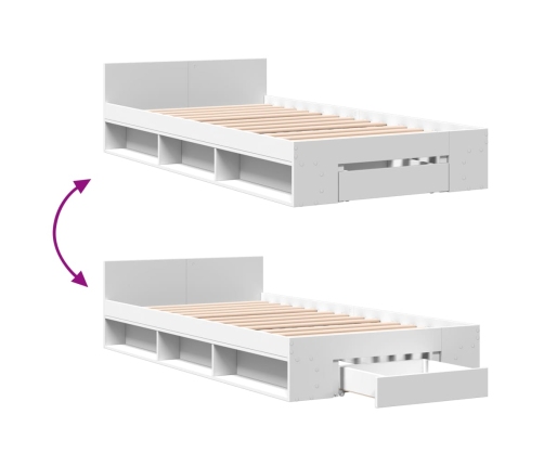 Cama con cajón madera de ingeniería blanca 90x190 cm