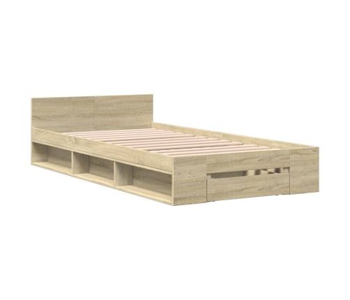 Cama con cajón madera de ingeniería roble Sonoma 90x190 cm