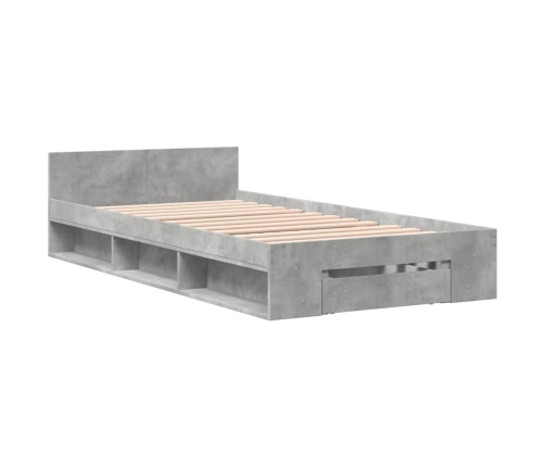 Cama con cajón madera de ingeniería gris hormigón 90x190 cm