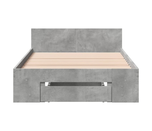 Cama con cajón madera de ingeniería gris hormigón 90x190 cm