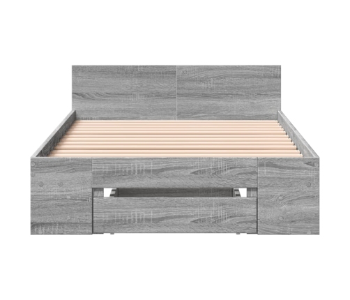 Cama con cajón madera de ingeniería gris Sonoma 90x190 cm