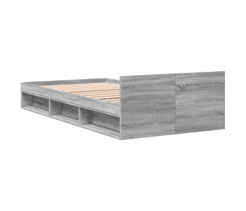 Cama con cajón madera de ingeniería gris Sonoma 90x190 cm