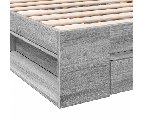 Cama con cajón madera de ingeniería gris Sonoma 90x190 cm