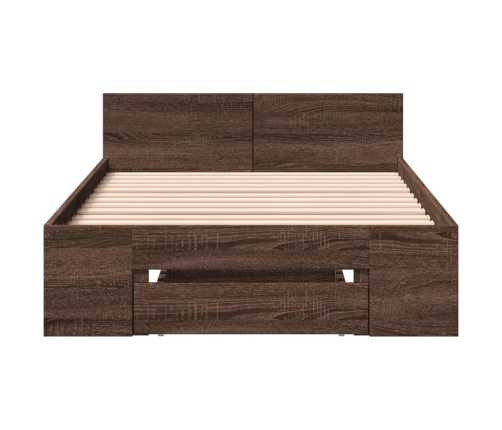 Cama con cajón madera de ingeniería marrón roble 90x190 cm