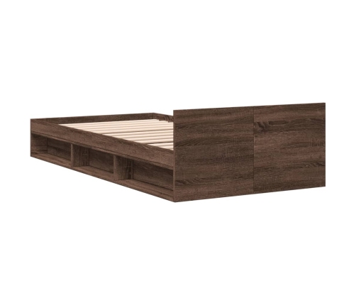 Cama con cajón madera de ingeniería marrón roble 90x190 cm