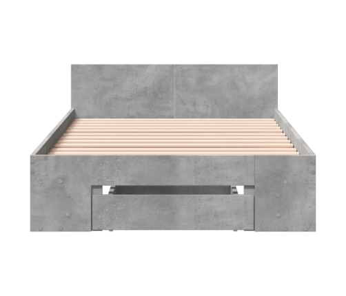 Cama con cajón madera ingeniería gris hormigón 100x200 cm