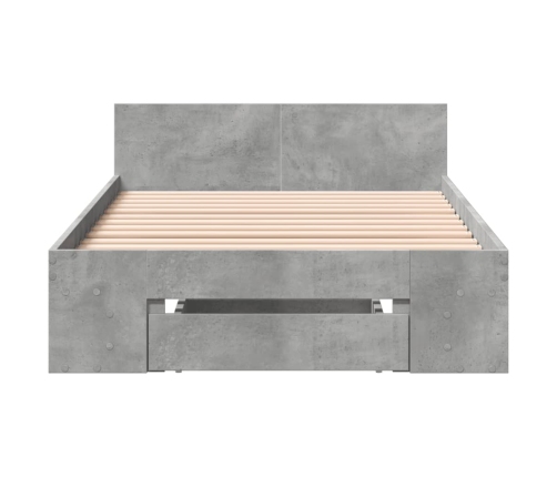 vidaXL Cama con cajón madera de ingeniería gris hormigón 90x200 cm