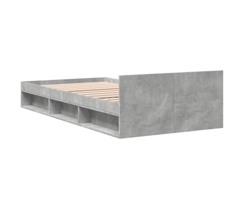 vidaXL Cama con cajón madera de ingeniería gris hormigón 90x200 cm