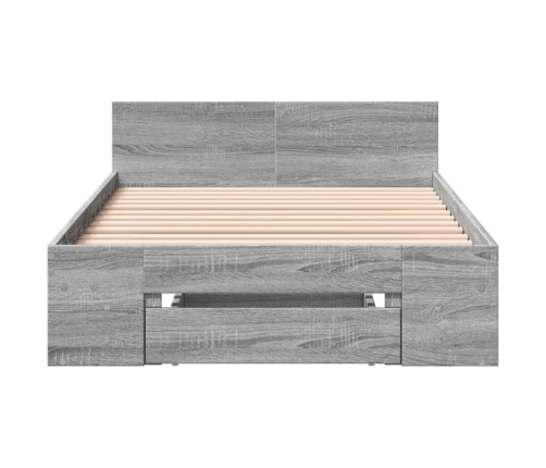 Cama con cajón madera de ingeniería gris Sonoma 90x200 cm