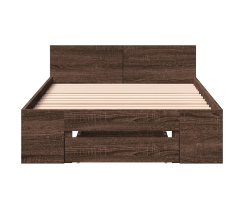 Cama con cajón madera de ingeniería marrón roble 90x200 cm