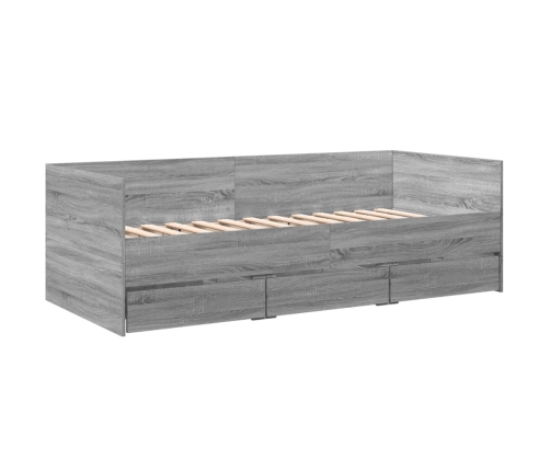 vidaXL Tumbona con cajones madera ingeniería gris Sonoma 100x200 cm