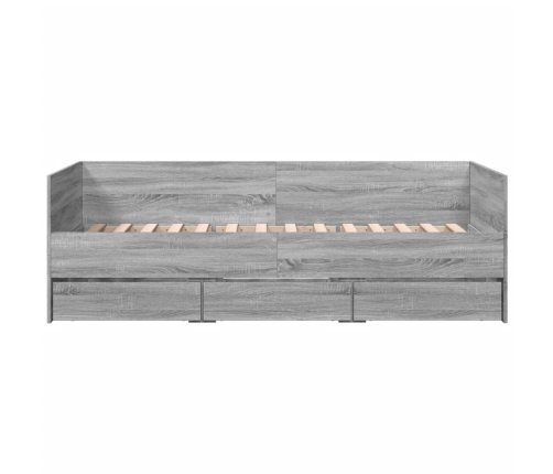 vidaXL Tumbona con cajones madera ingeniería gris Sonoma 100x200 cm