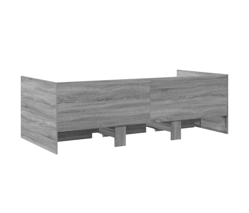 vidaXL Tumbona con cajones madera ingeniería gris Sonoma 100x200 cm