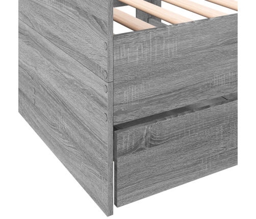 vidaXL Tumbona con cajones madera ingeniería gris Sonoma 100x200 cm