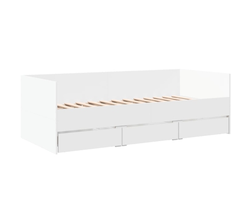 Sofá cama con cajones sin colchón blanco 90x200 cm