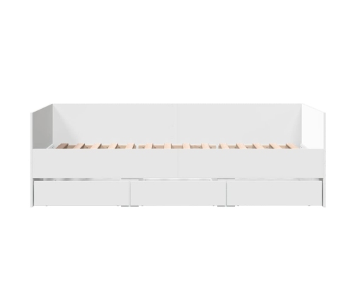 Sofá cama con cajones sin colchón blanco 90x200 cm
