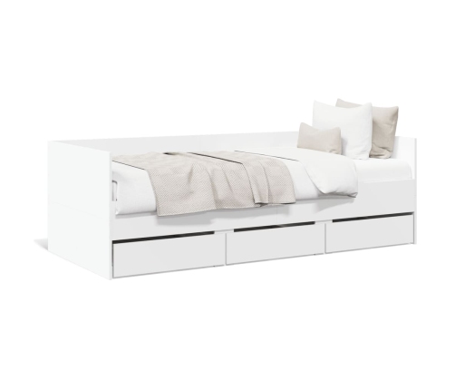Sofá cama con cajones sin colchón blanco 90x200 cm