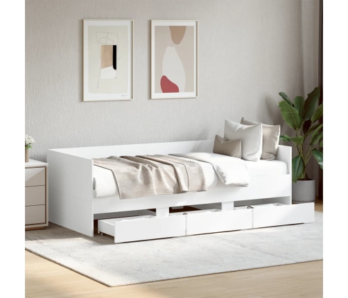 Sofá cama con cajones sin colchón blanco 90x190 cm