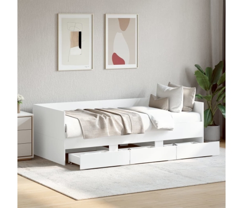 Sofá cama con cajones sin colchón blanco 75x190 cm