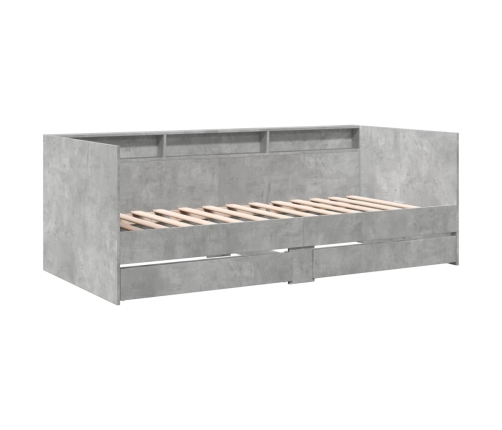 vidaXL Tumbona con cajones madera ingeniería gris hormigón 75x190 cm