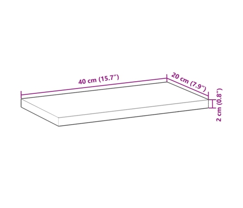 Estantes flotantes 2 uds madera acacia sin tratar 40x20x2 cm