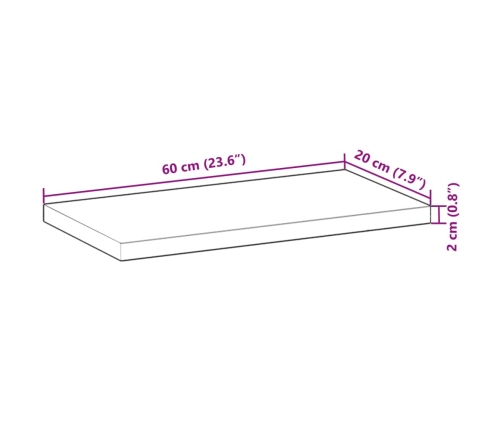 vidaXL Estantes flotantes 3 uds madera acacia sin tratar 60x20x2 cm