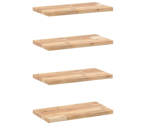 Estantes flotantes 4 uds madera acacia sin tratar 60x20x2 cm