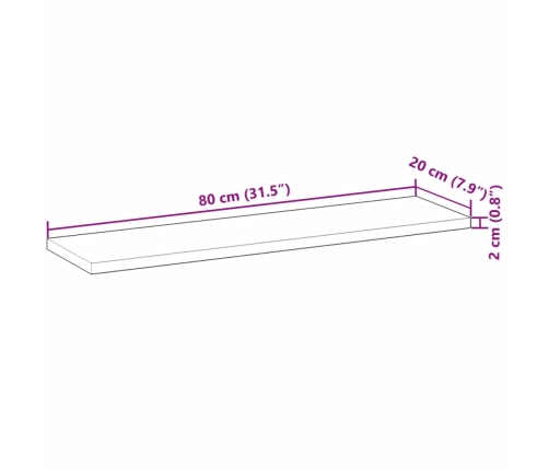 vidaXL Estante flotante madera maciza de acacia sin tratar 80x20x2 cm