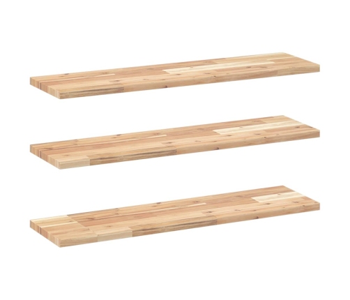 Estantes flotantes 3 uds madera acacia sin tratar 80x20x2 cm