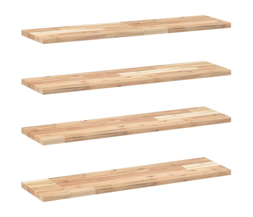 Estantes flotantes 4 uds madera acacia sin tratar 80x20x2 cm