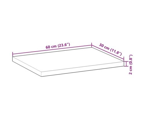 Estante flotante madera maciza de acacia sin tratar 60x30x2 cm