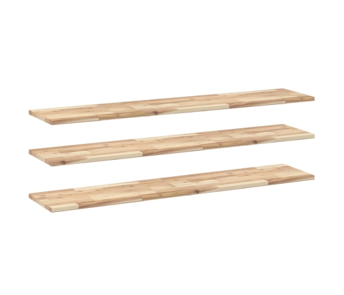 Estantes flotantes 3 uds madera acacia sin tratar 120x30x2 cm