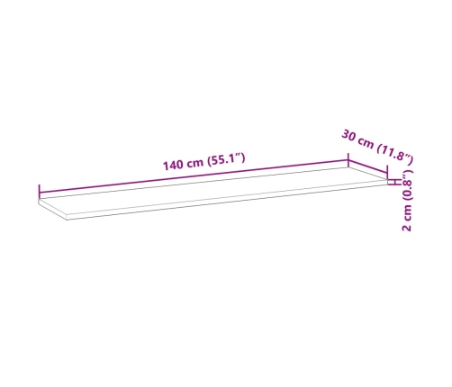 vidaXL Estante flotante madera maciza de acacia sin tratar 140x30x2 cm