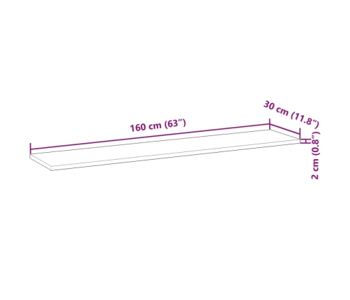 Estante flotante madera maciza de acacia sin tratar 160x30x2 cm